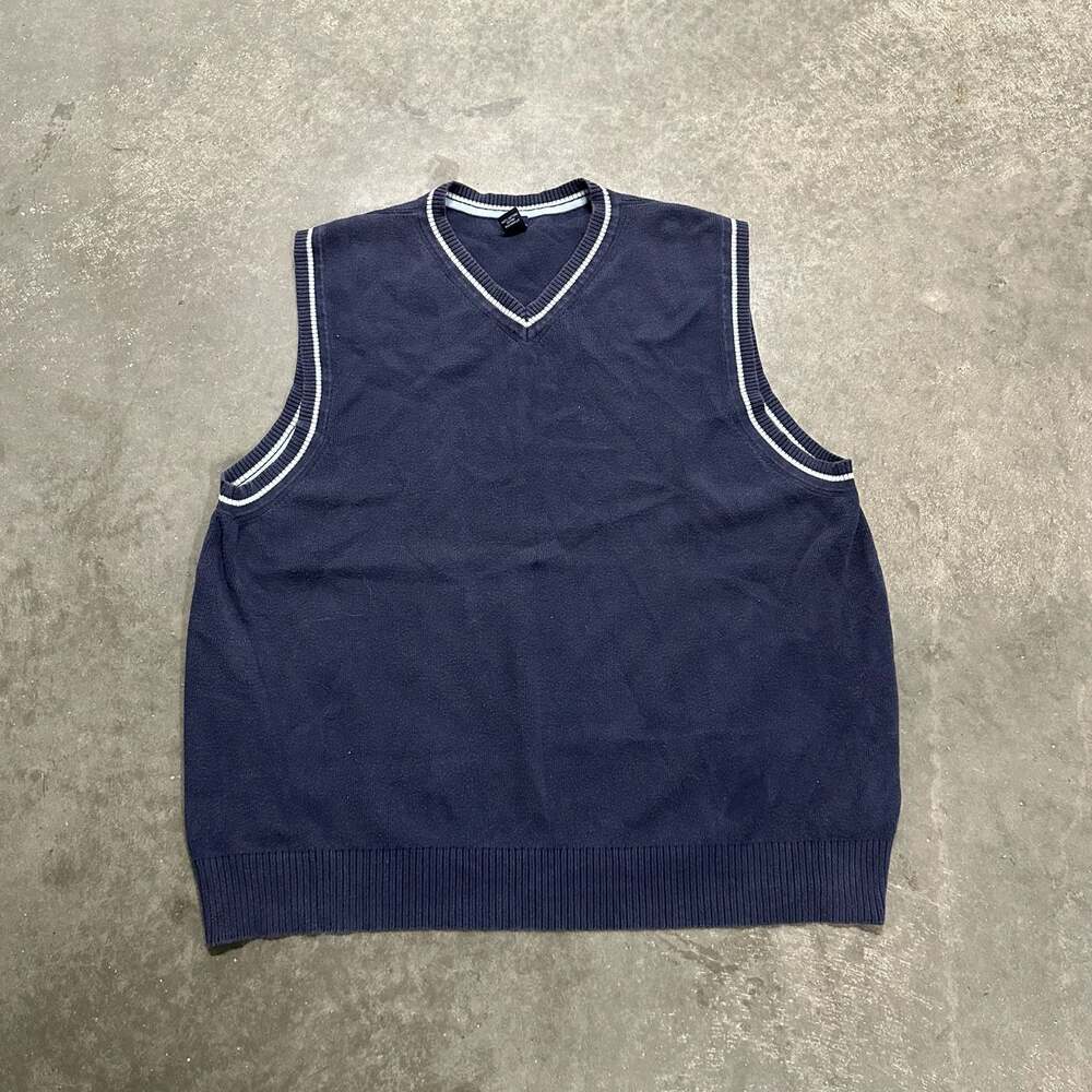 Vintage Gap Men's Navy Blue V-Neck Sleeveless Sweater Vest